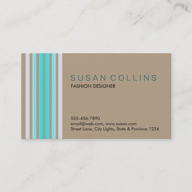 Professional Simple Plain Striped Elegant Modern Business Card (Front)