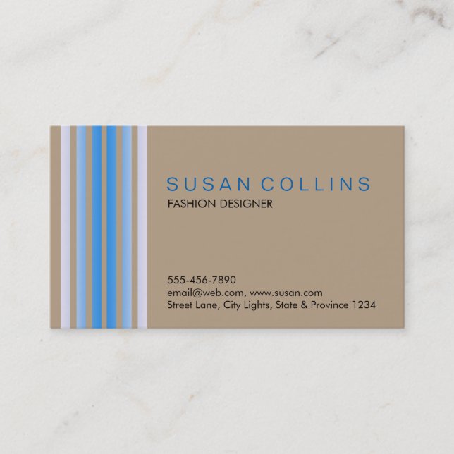 Professional Simple Plain Striped Elegant Modern Business Card (Front)