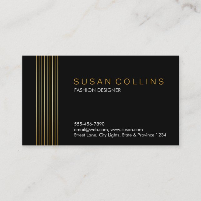 Professional Simple Plain Striped Elegant Modern Business Card (Front)