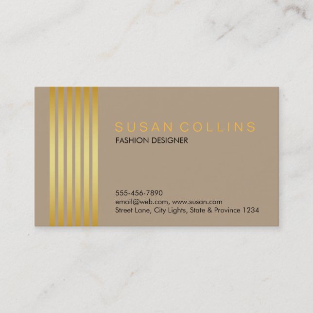 Professional Simple Plain Striped Elegant Modern Business Card (Front)