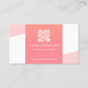 Professional Simple QR Code Coral Geometric Business Card