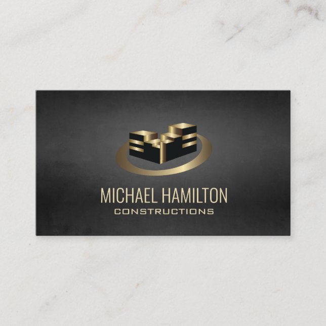 Professional simple real estate construction logo  business card (Front)