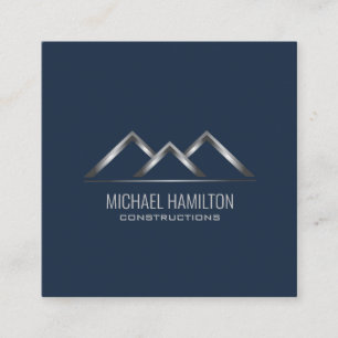 Professional simple real estate construction logo square business card