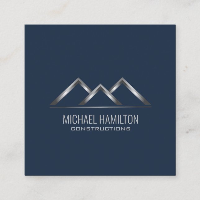 Professional simple real estate construction logo square business card (Front)