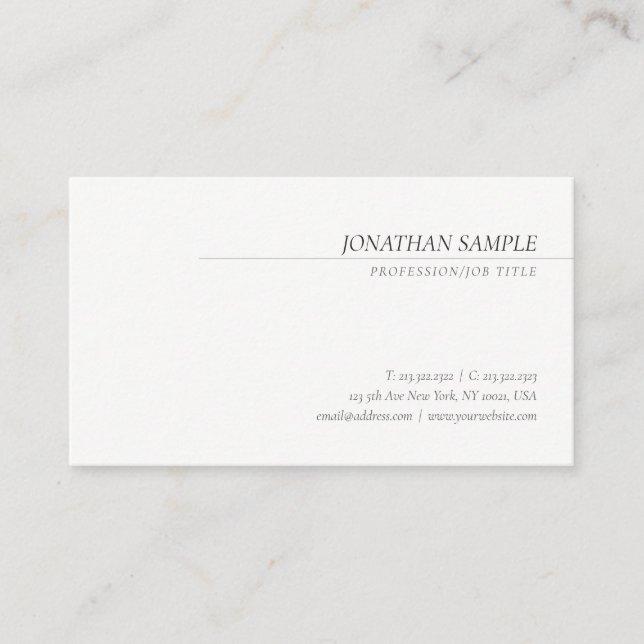 Professional Simple Template Cursive Italic Font Business Card (Front)