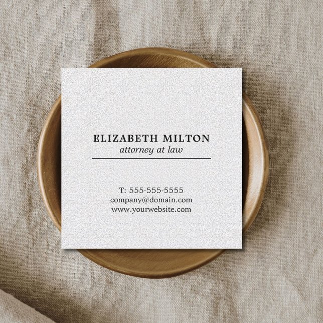 Professional Simple Texture White Attorney Square Business Card (Creator Uploaded)