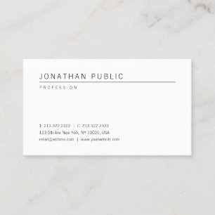 Professional Simple White Template Modern Elegant Business Card