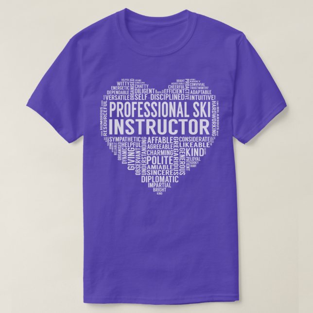 Professional Ski Instructor Heart T-Shirt (Design Front)