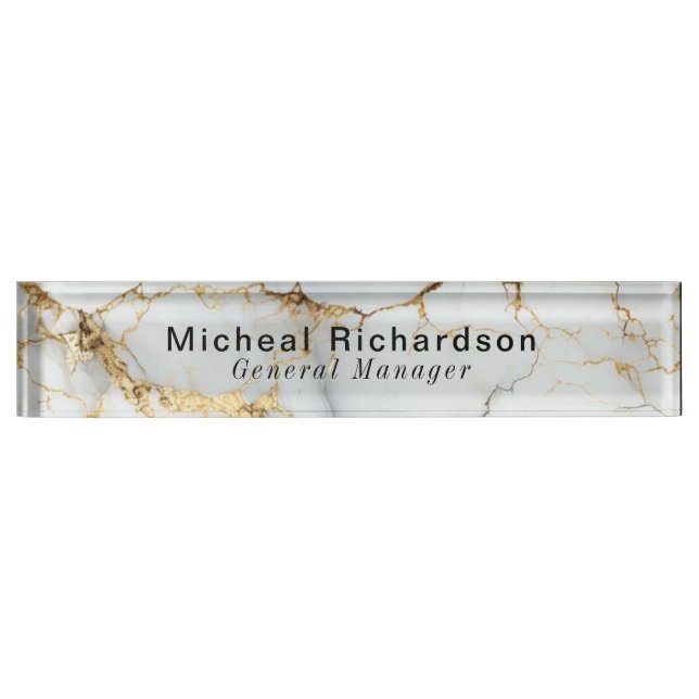 Professional Sleek Grey White Nameplate (Front)