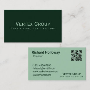 Professional Sleek Modern Bold Dark Green Clean Business Card