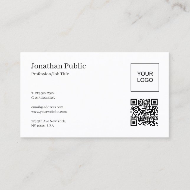 Professional Sleek QR Code Upload Company Logo to Business Card (Front)