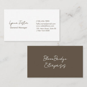 Professional Sleek Two Tone Brown White Typography Business Card