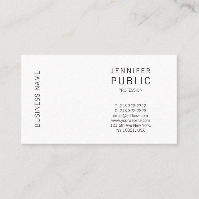Professional Smart Plain Elegant Minimalist Modern Business Card (Front)