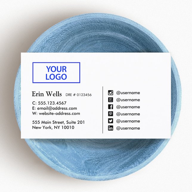 Professional Social Media Icon Add Your Logo Business Card (Creator Uploaded)