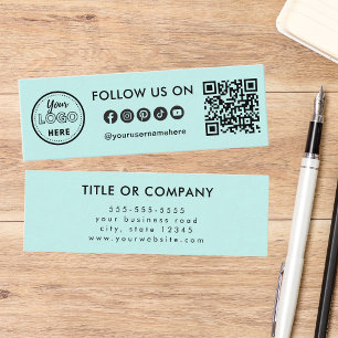 Professional Social Media Logo Follow Me Qr Code Mini Business Card