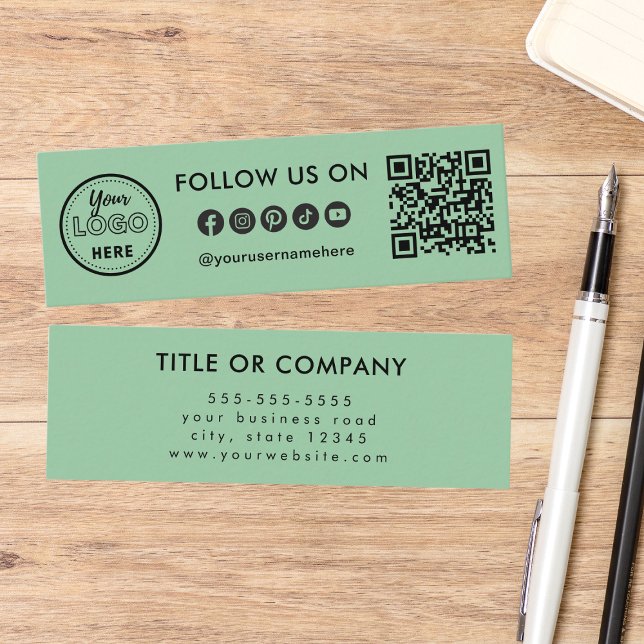 Professional Social Media Logo Follow Me Qr Code Mini Business Card (Creator Uploaded)