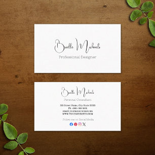 Professional Social Media Simple Elegant Text Business Card
