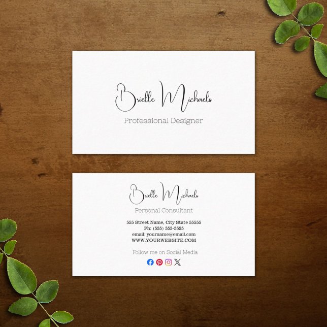 Professional Social Media Simple Elegant Text Business Card (Professional Social Media Simple Elegant Text Business Cards)