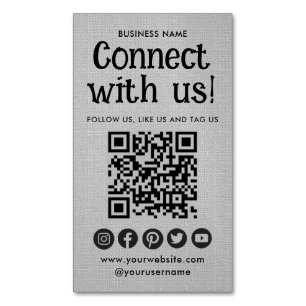 Professional Social Media Website Modern Grey Magnetic Business Card