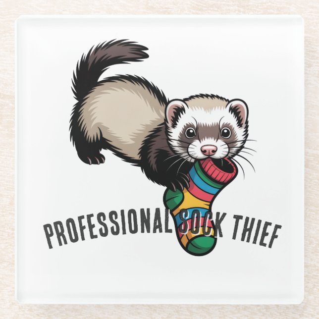 Professional Sock Thief Glass Coaster (Front)