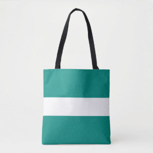 Professional Sophisticated Wide Teal White Stripes Tote Bag
