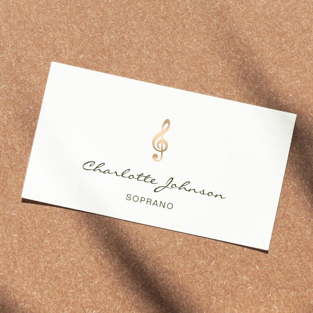 Professional Soprano Gold Treble Clef Singer White Business Card (Creator Uploaded)