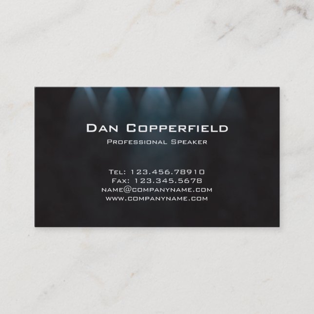 Professional Speaker Spotlight Business Card Blue (Front)