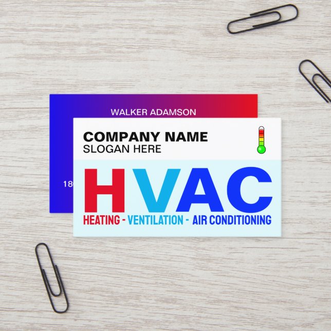 Professional Specialists (Modern Logo) HVAC  Business Card (Front/Back In Situ)
