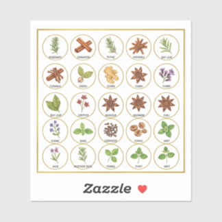 Professional Spice Jar Labels - 25 Botanical Herb 