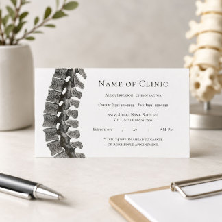 Professional Spine Chiropractor Appointment Card