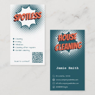 Professional Spotless Blue & White Cleaner Business Card