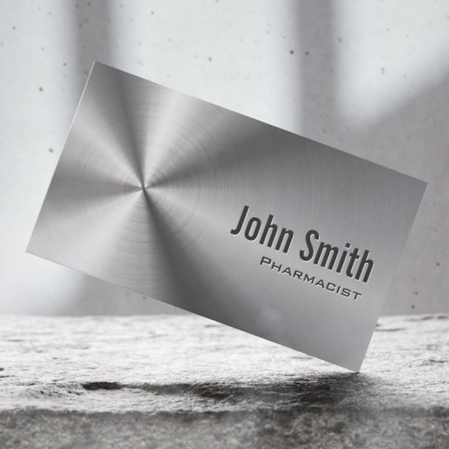 Professional Stainless Steel Pharmacist Faux Metal Business Card (Creator Uploaded)