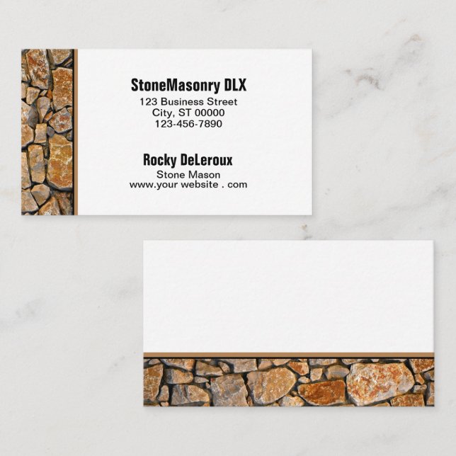 Professional Stonemason Rustic Rock Border Business Card (Front/Back)