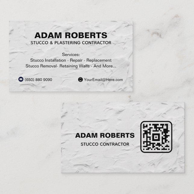 Professional Stucco Business card with QR Code (Front/Back)