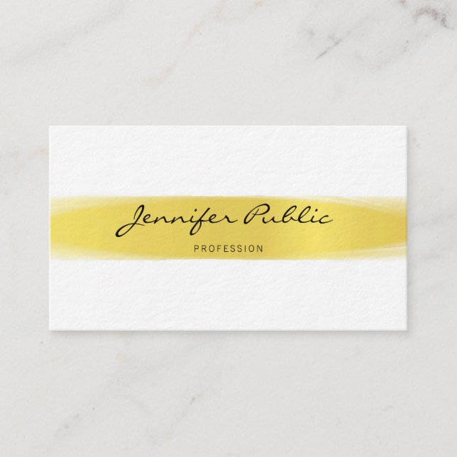 Professional Stylish Calligraphy Gold Design Plain Business Card (Front)
