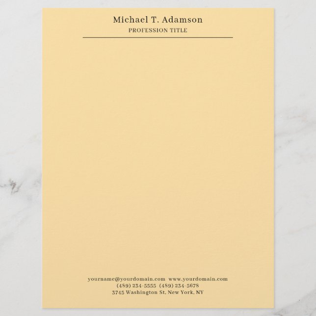 Professional Stylish Elegant Plain Modern Beige Custom Letterhead (Front)