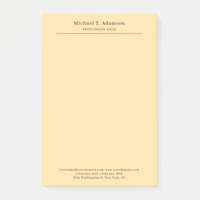 Professional Stylish Elegant Plain Modern Beige Post-it Notes (Front)