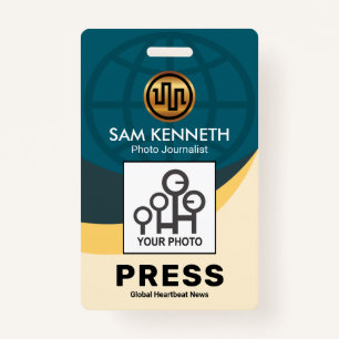 Professional Stylish Global Wave Press Staff Photo ID Badge
