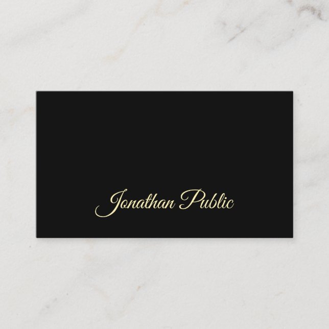 Professional Stylish Gold Hand Script Text Font Business Card (Front)
