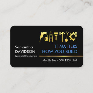Professional Stylish Gold Handyman Tools Tab Business Card