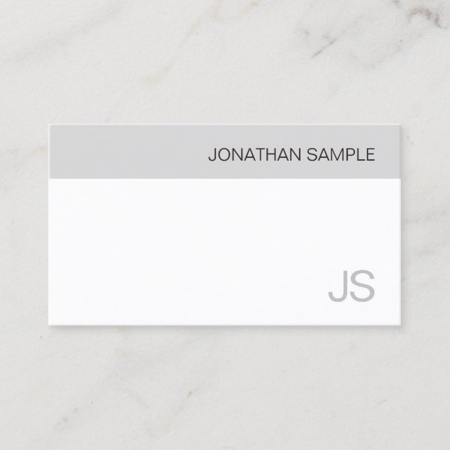 Professional Stylish Minimalistic Monogram Plain Business Card (Front)