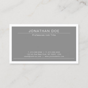 Professional Stylish Modern Grey Simple Plain Business Card