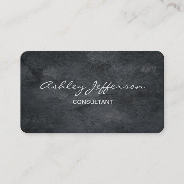 Professional Stylish Script Trendy Grey Texture Business Card (Front)