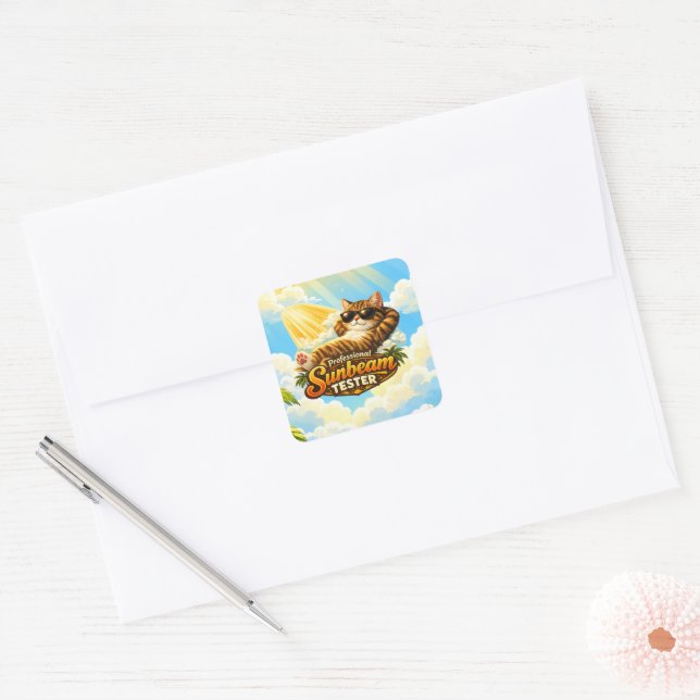 Professional Sunbeam Tester Cat Square Sticker (Envelope)