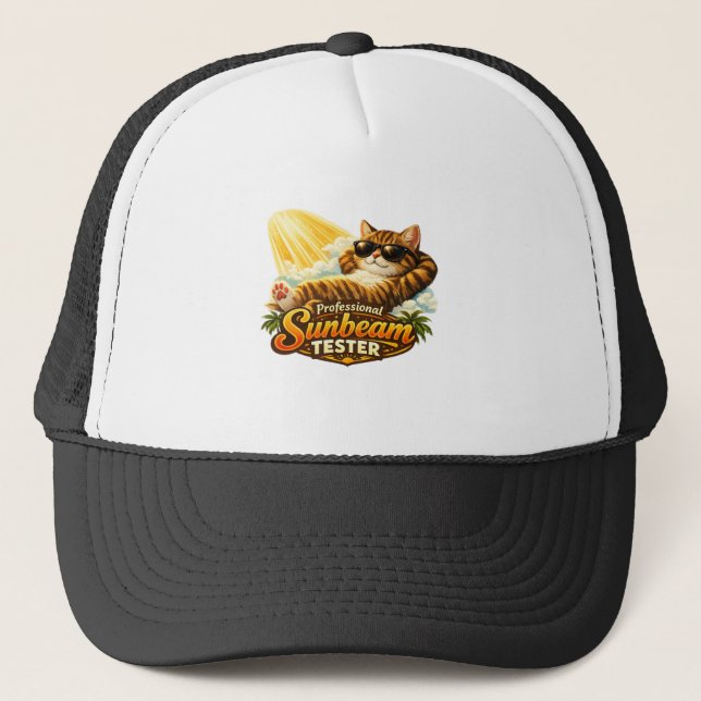 Professional Sunbeam Tester Funny Cat Foam Trucker Hat (Front)
