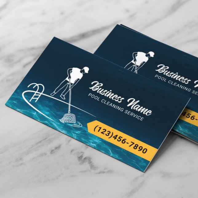 Professional Swimming Pool Cleaning Service Business Card (Creator Uploaded)