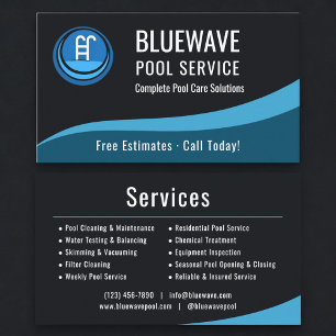 Professional Swimming Pool Service Company Business Card