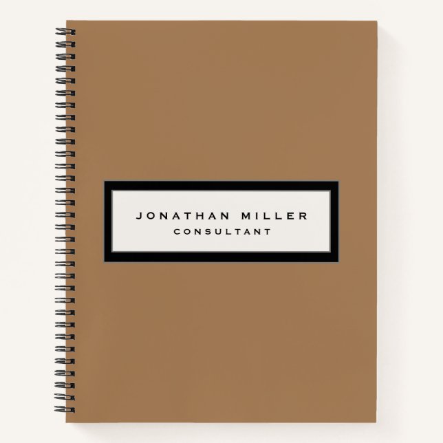 Professional Tan & Black Framed Name & Title Notebook (Front)