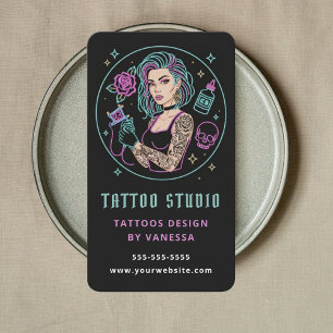 Professional Tattoo Artist Modern Black Design Business Card
