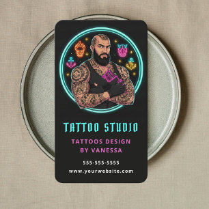 Professional Tattoo Artist Tattoo Studio Editable Business Card